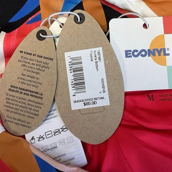 prAna Size M Pink Tropics Aurelia Swim Bikini Bottom High Waisted Swimwear Q5-3 - Picture 8 of 9